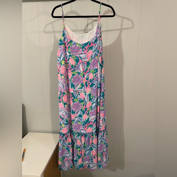 Lilly Pulitzer Winni Midi Dress in Maldives Green Turtle Wave - Picture 2 of 2